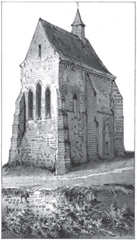 Chapelle Saint Julien de Vauguillain en 1853 - Gravure de Victor Petit